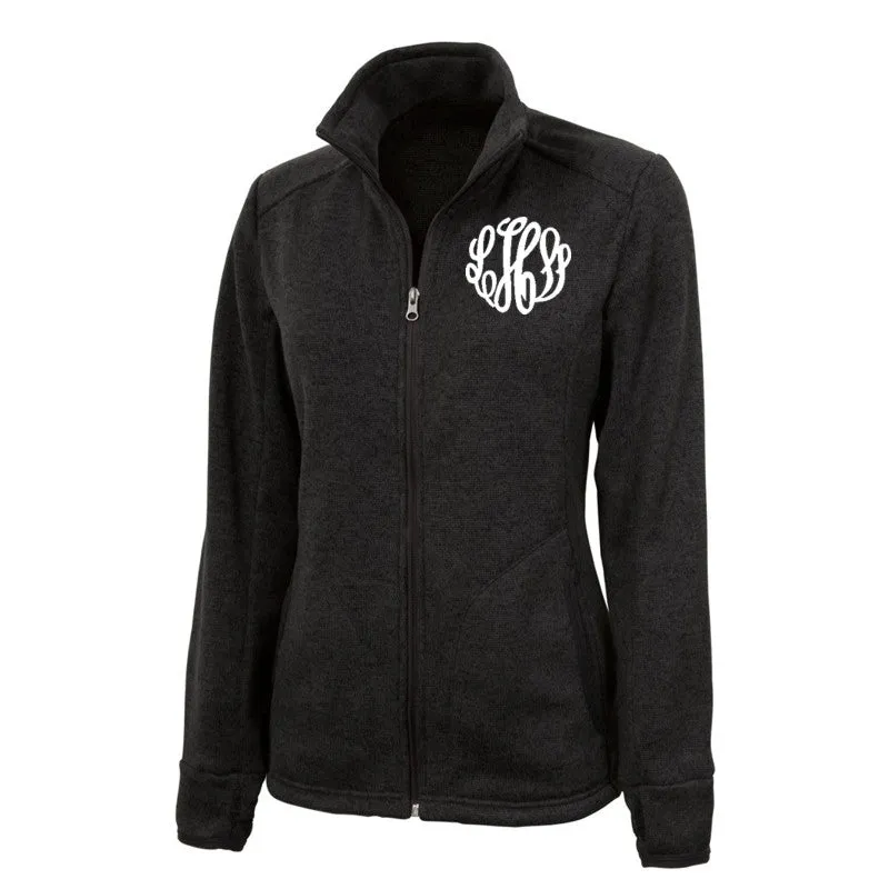 Monogrammed Ladies Heathered Fleece Jacket Choose Color