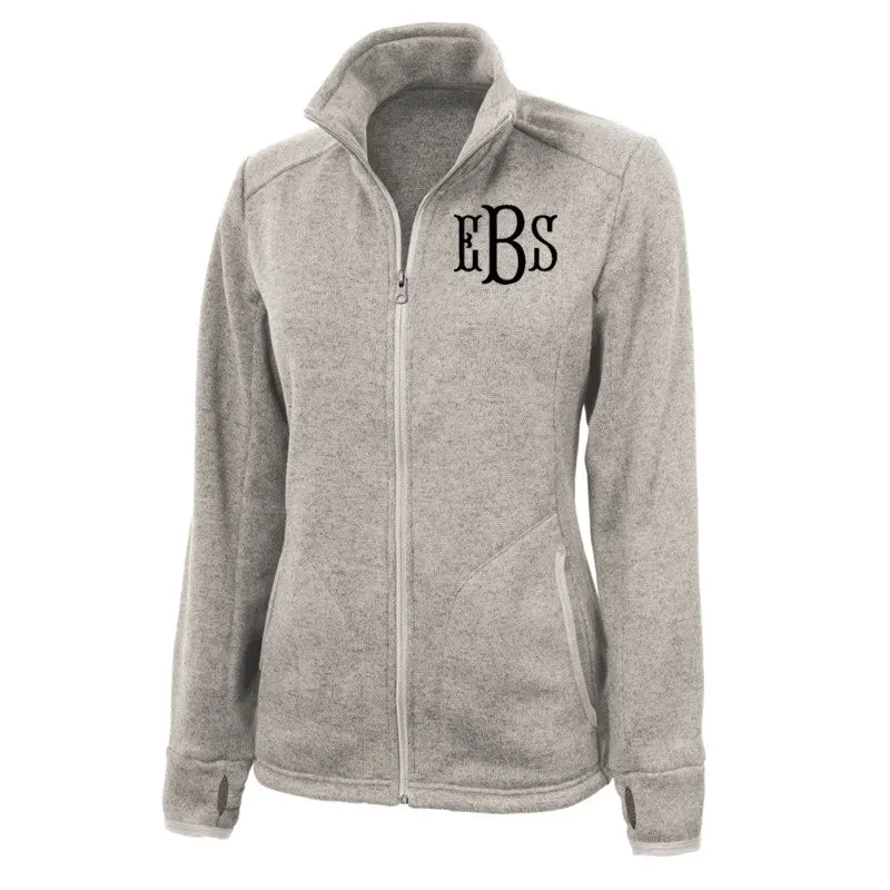 Monogrammed Ladies Heathered Fleece Jacket Choose Color