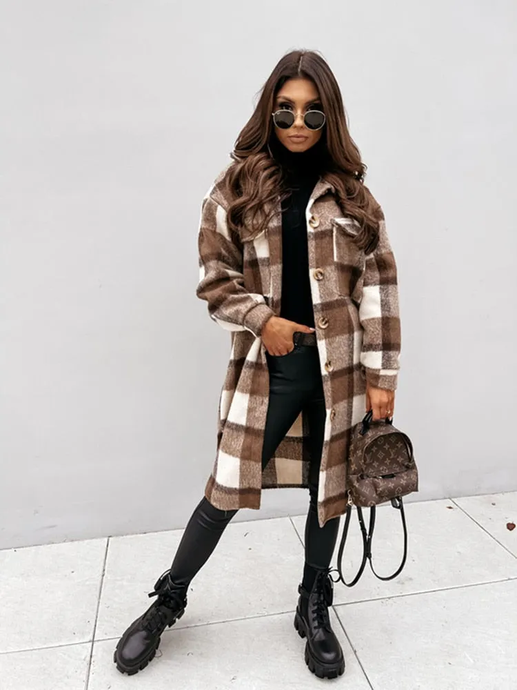 Oversized Plaid Wool Coat | Perfect for Autumn Casual Days