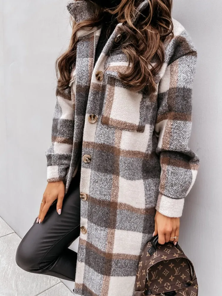 Oversized Plaid Wool Coat | Perfect for Autumn Casual Days