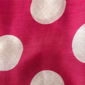 Pink & White Geometric Viscose Muslin Silk Fabric