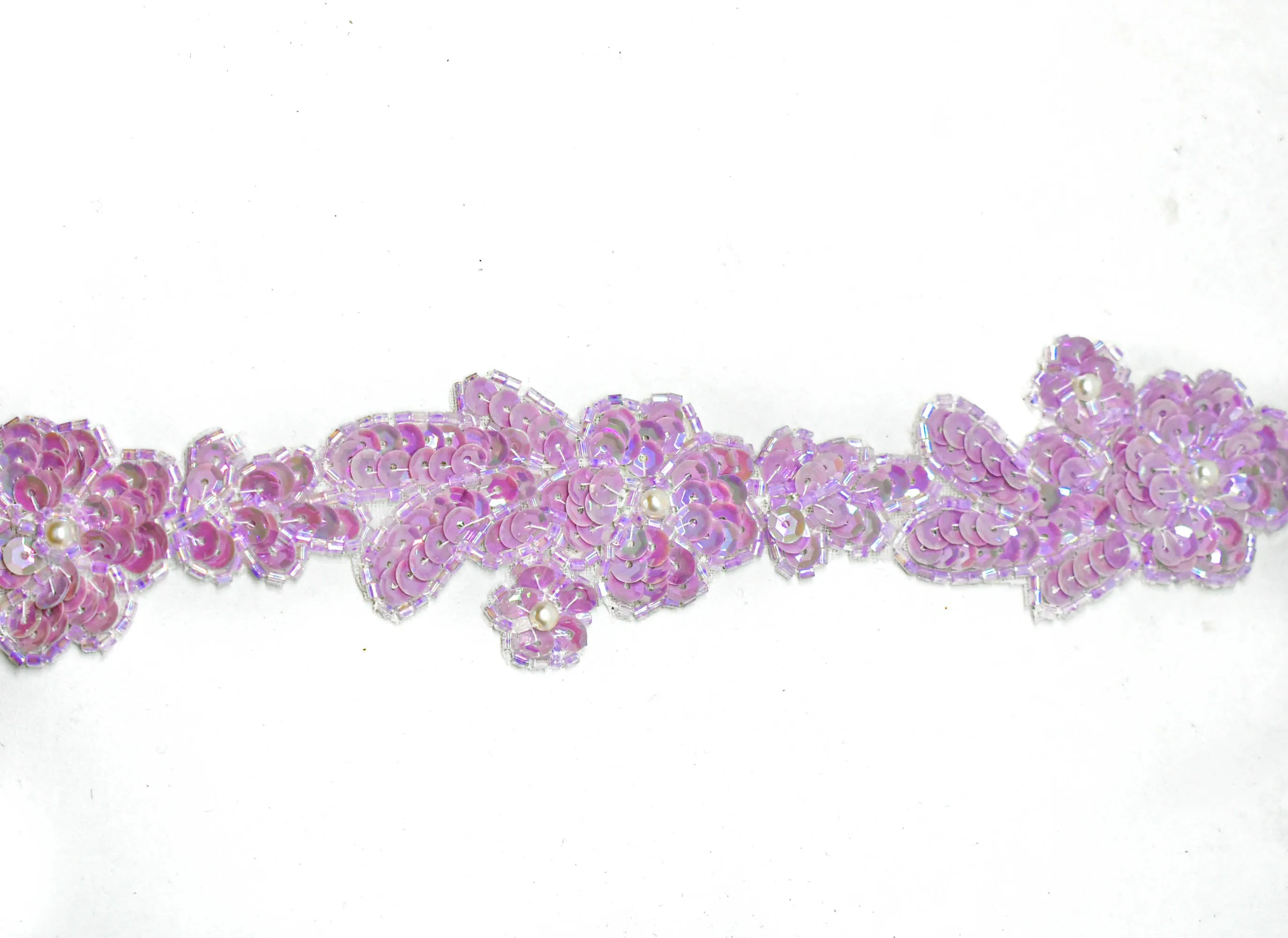 Pink Floral Sequins Trim 1.50" - 1 Yard