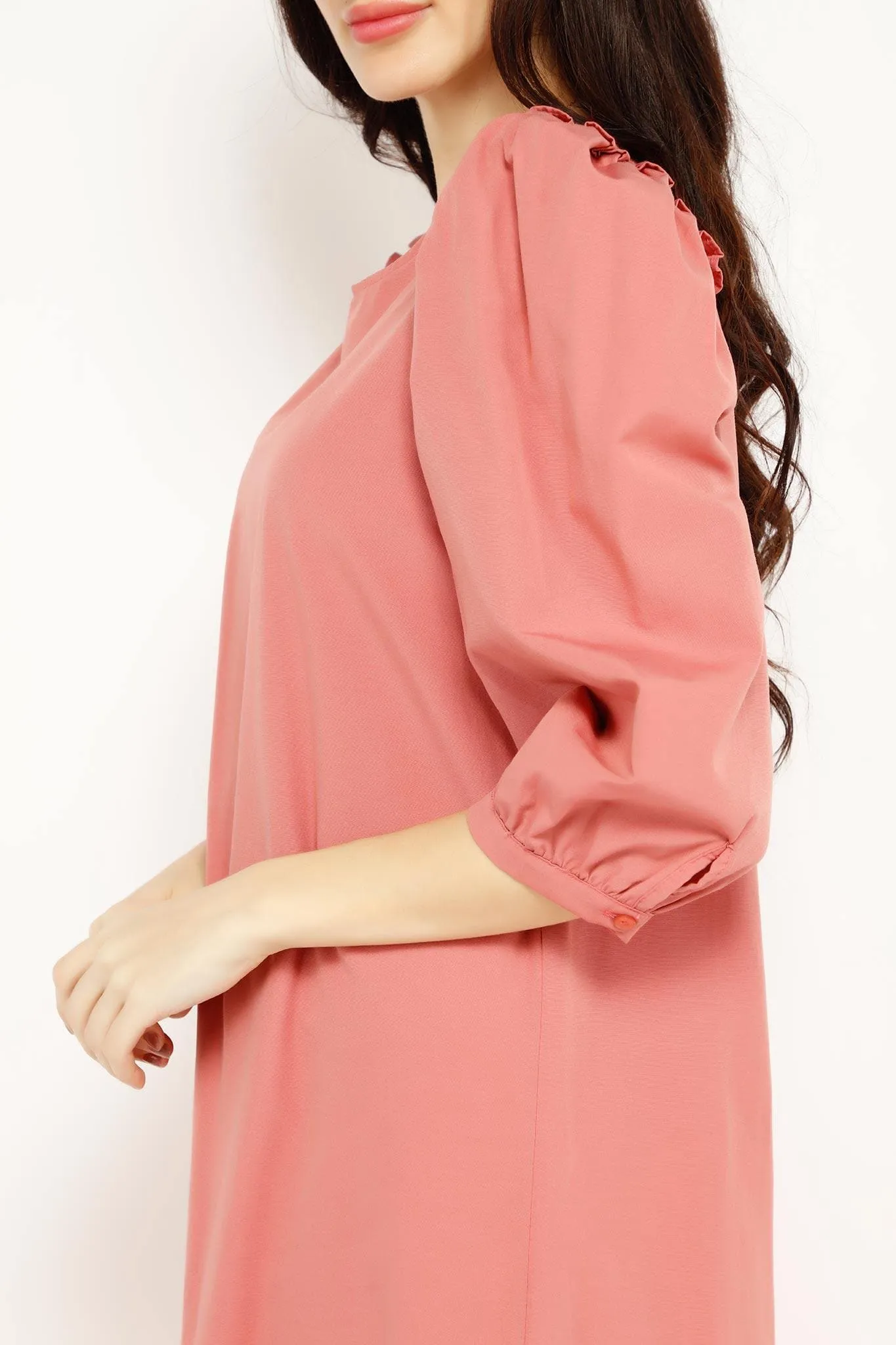 PLAIN PUFF SLEEVES DRESS 20212