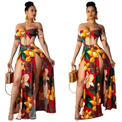 Trendy Long Flower Bohemian Maxi Summer Hollow Out Sundress