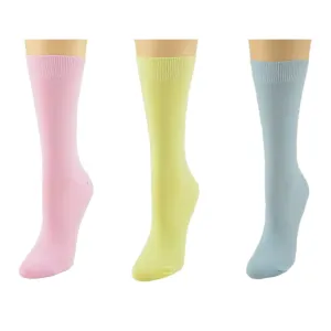 Women's Solid Color Bamboo Crew Socks - 3 Pairs