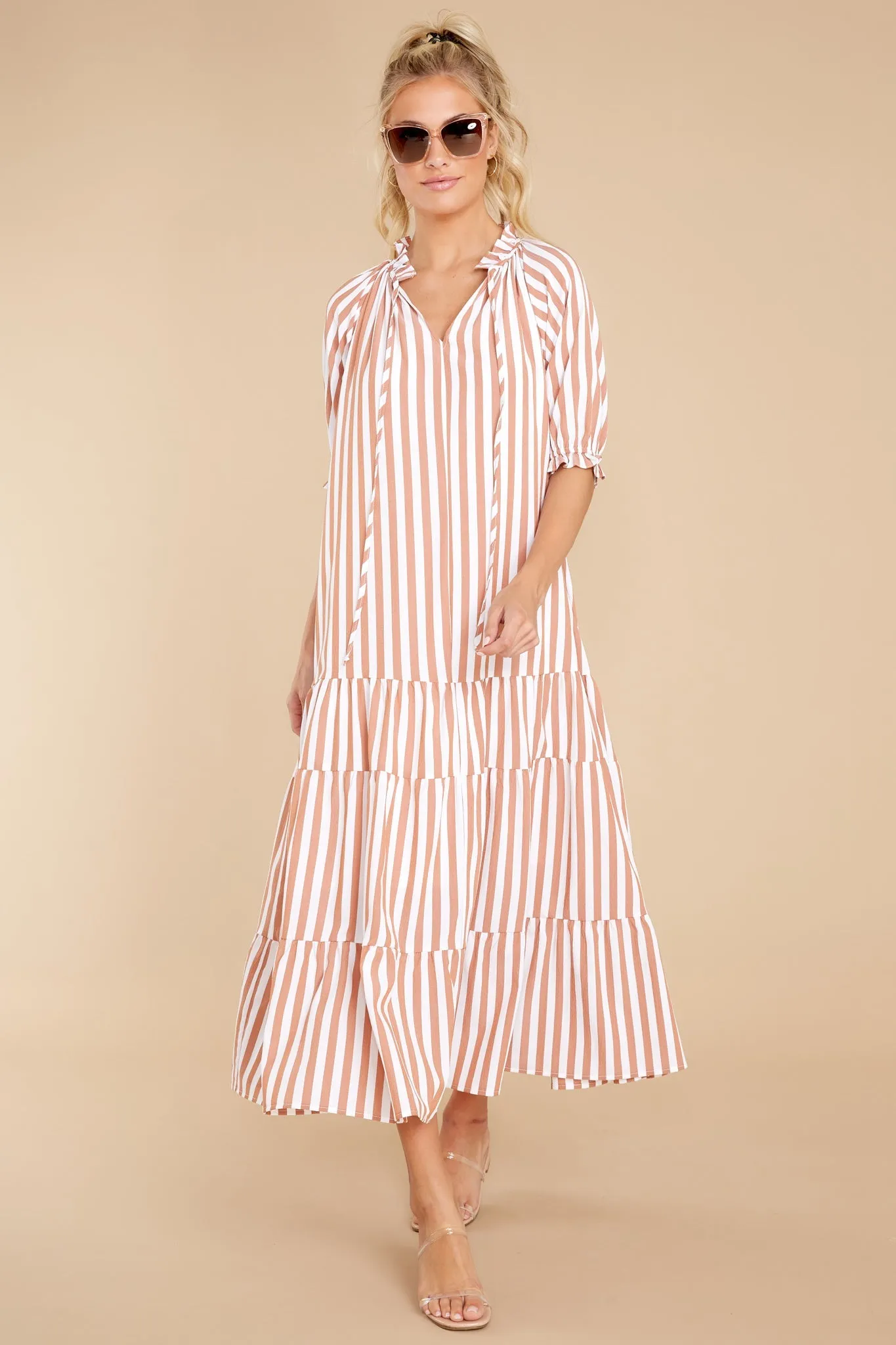 Wow The World Terracotta Stripe Maxi Dress