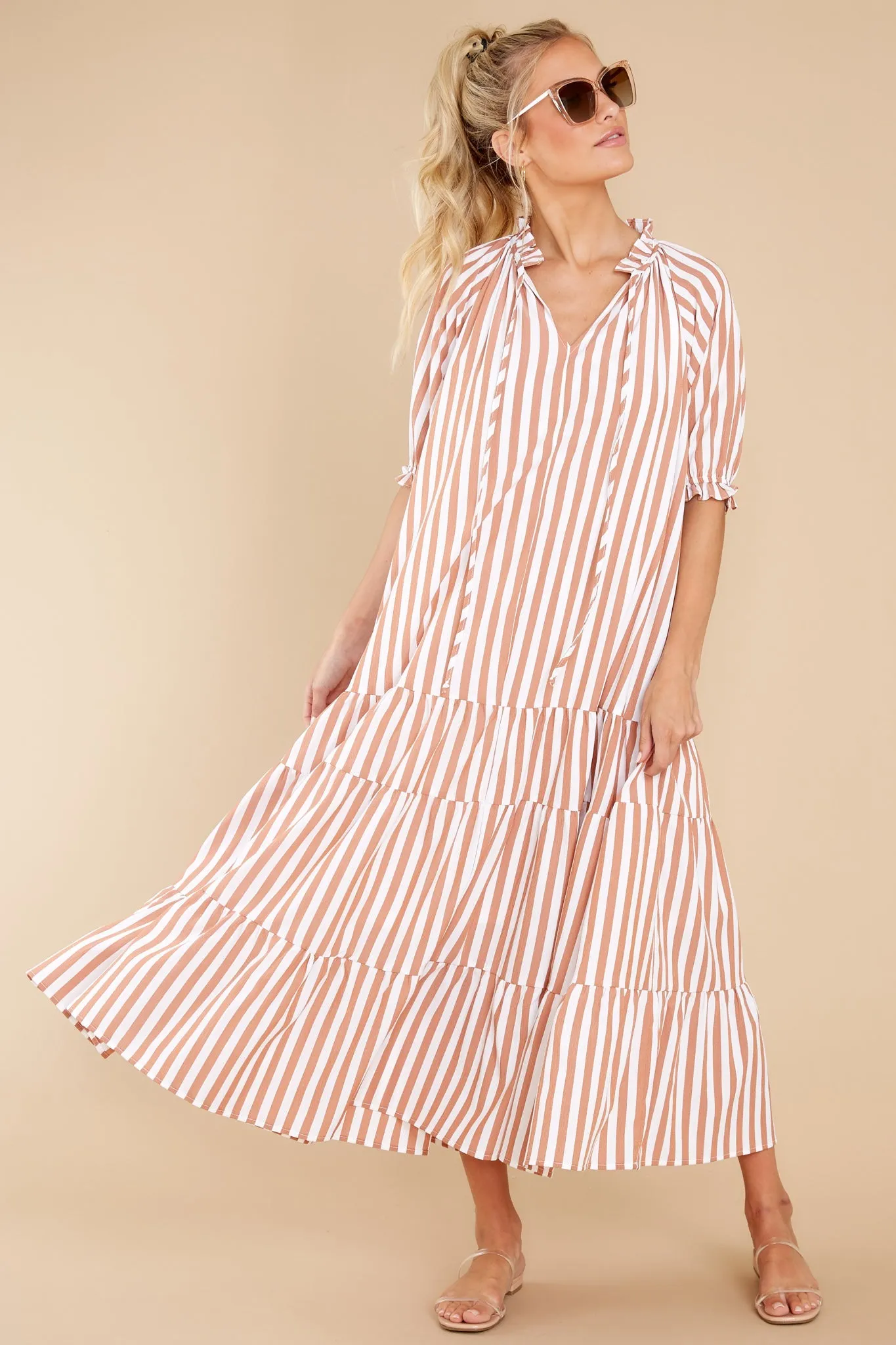 Wow The World Terracotta Stripe Maxi Dress