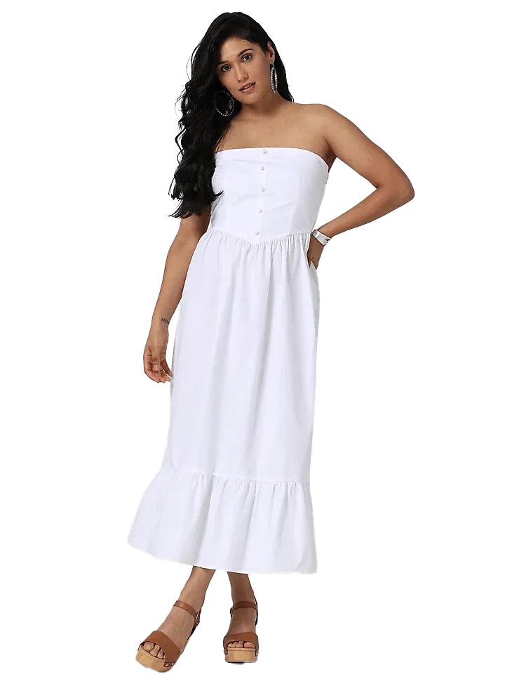 Wrangler Women's Retro Americana Strapless Corset Dress In Bright White