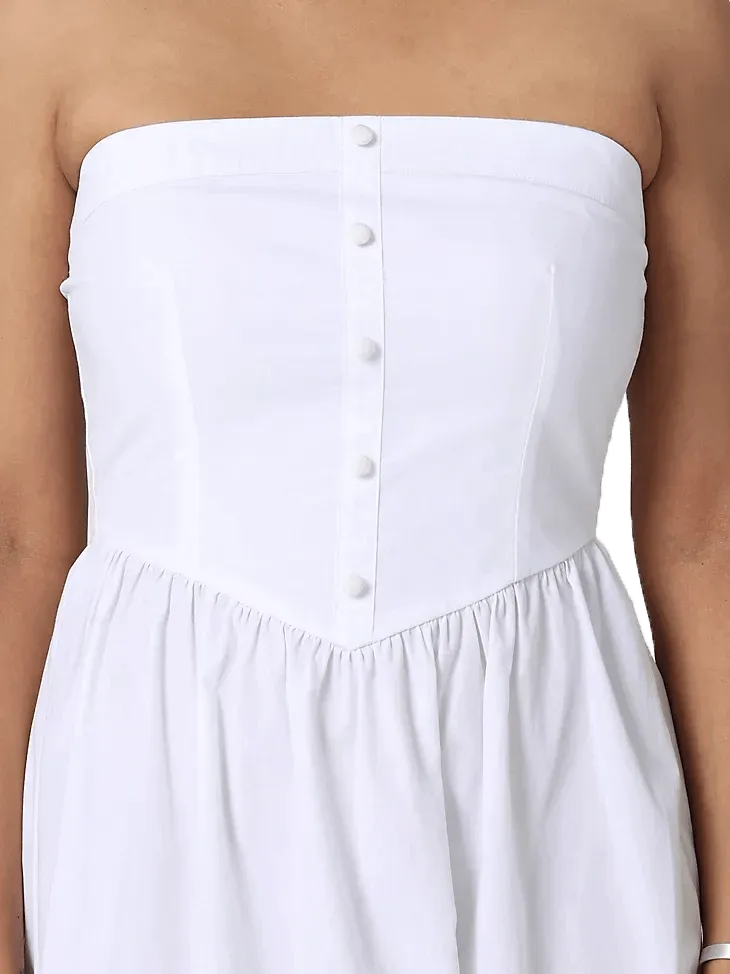 Wrangler Women's Retro Americana Strapless Corset Dress In Bright White